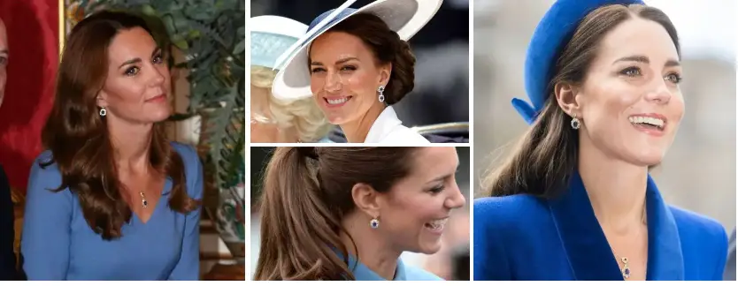 Princess of Wales Jewels -  The Saudi Sapphire Earrings -  Catherine, Princess of Wales, Kate Middleton