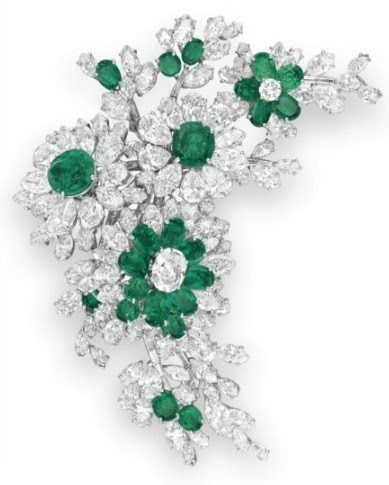 Elizabeth Taylor's Bulgari Emeralds - Emerald and Diamond Flower Spray Brooch